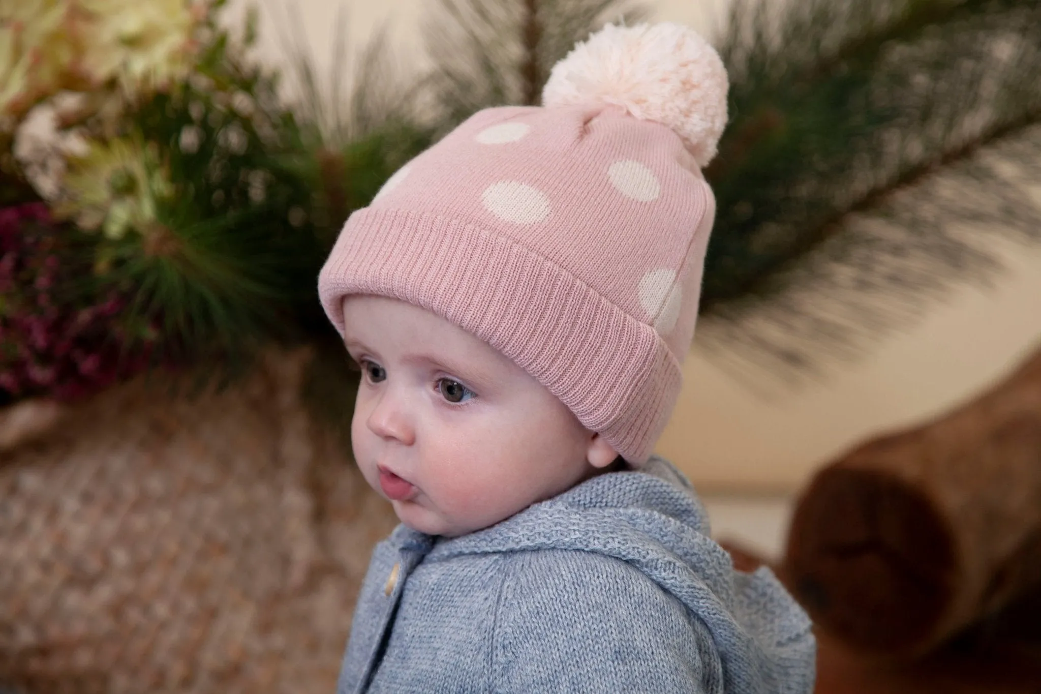 Raindrops Merino Beanie Pink