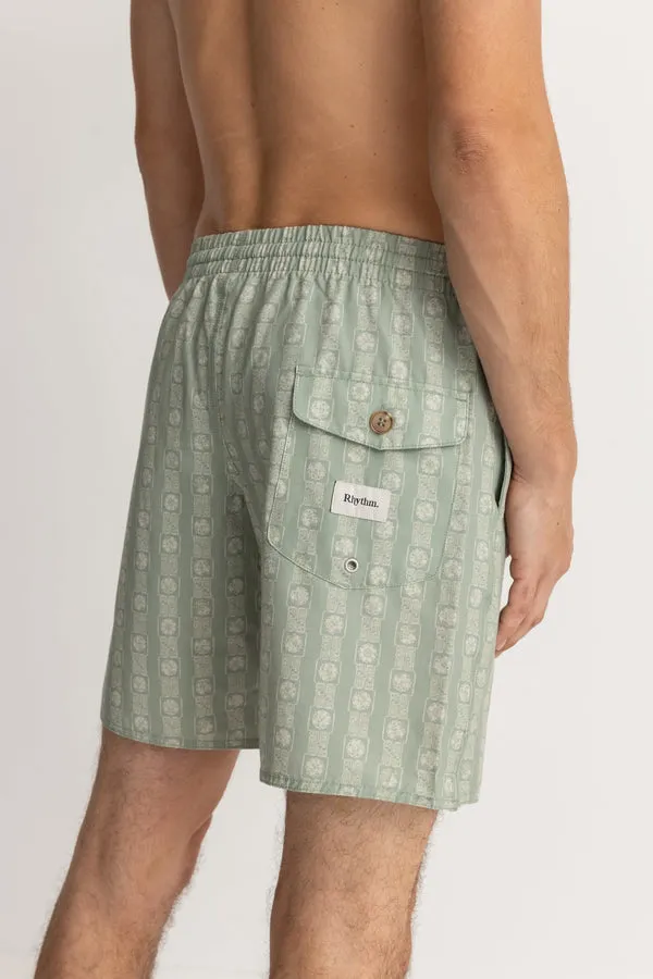 Rhythm Tile Stripe Beach Short - SAGE