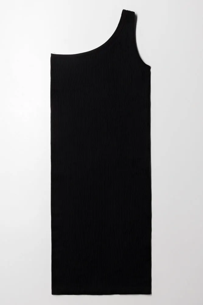 Seamfree One Shoulder Dress Black