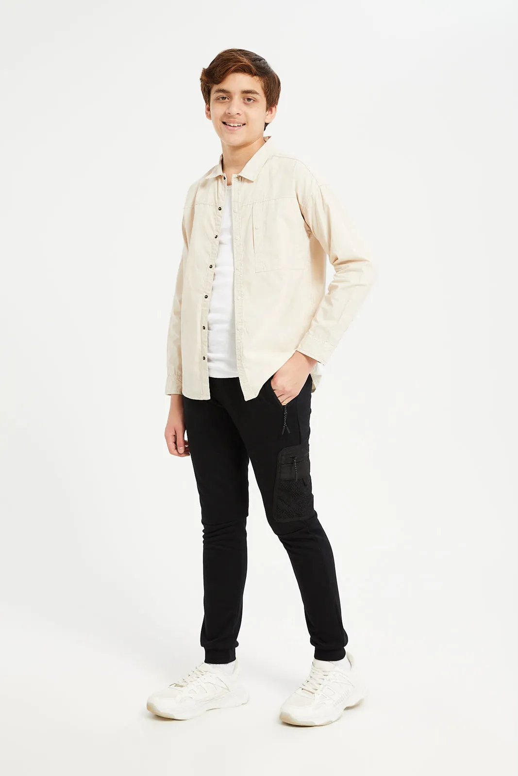 Senior Boys Ivory Printed Shirt