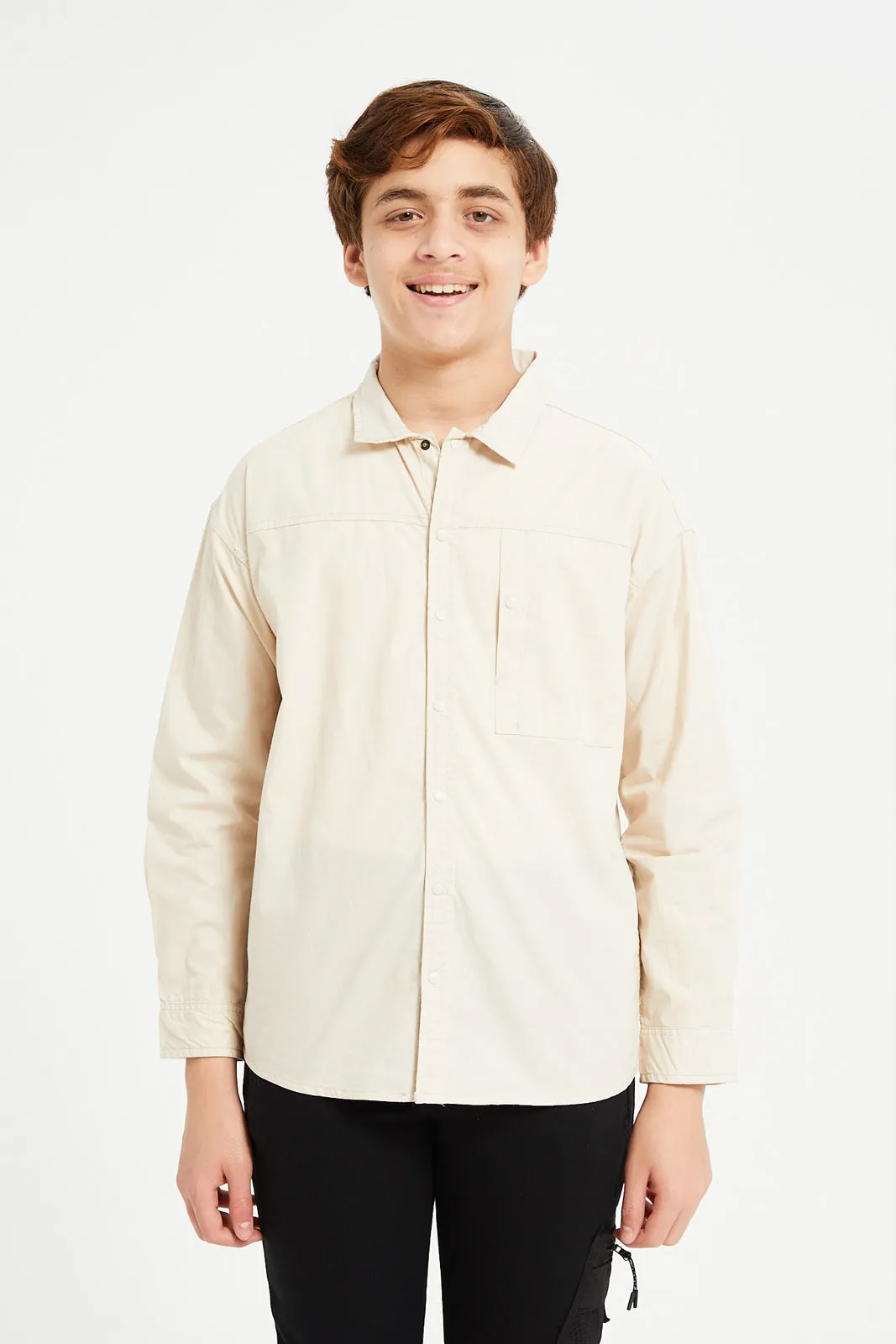 Senior Boys Ivory Printed Shirt