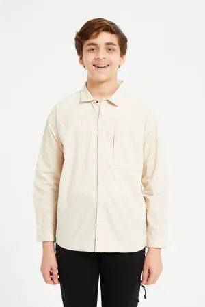 Senior Boys Ivory Printed Shirt