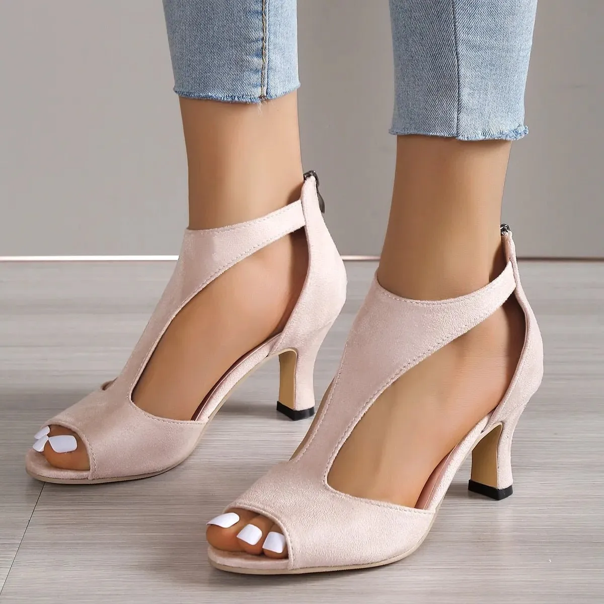 Stylish Fishmouth Sandals | Zipper Stiletto Shoes