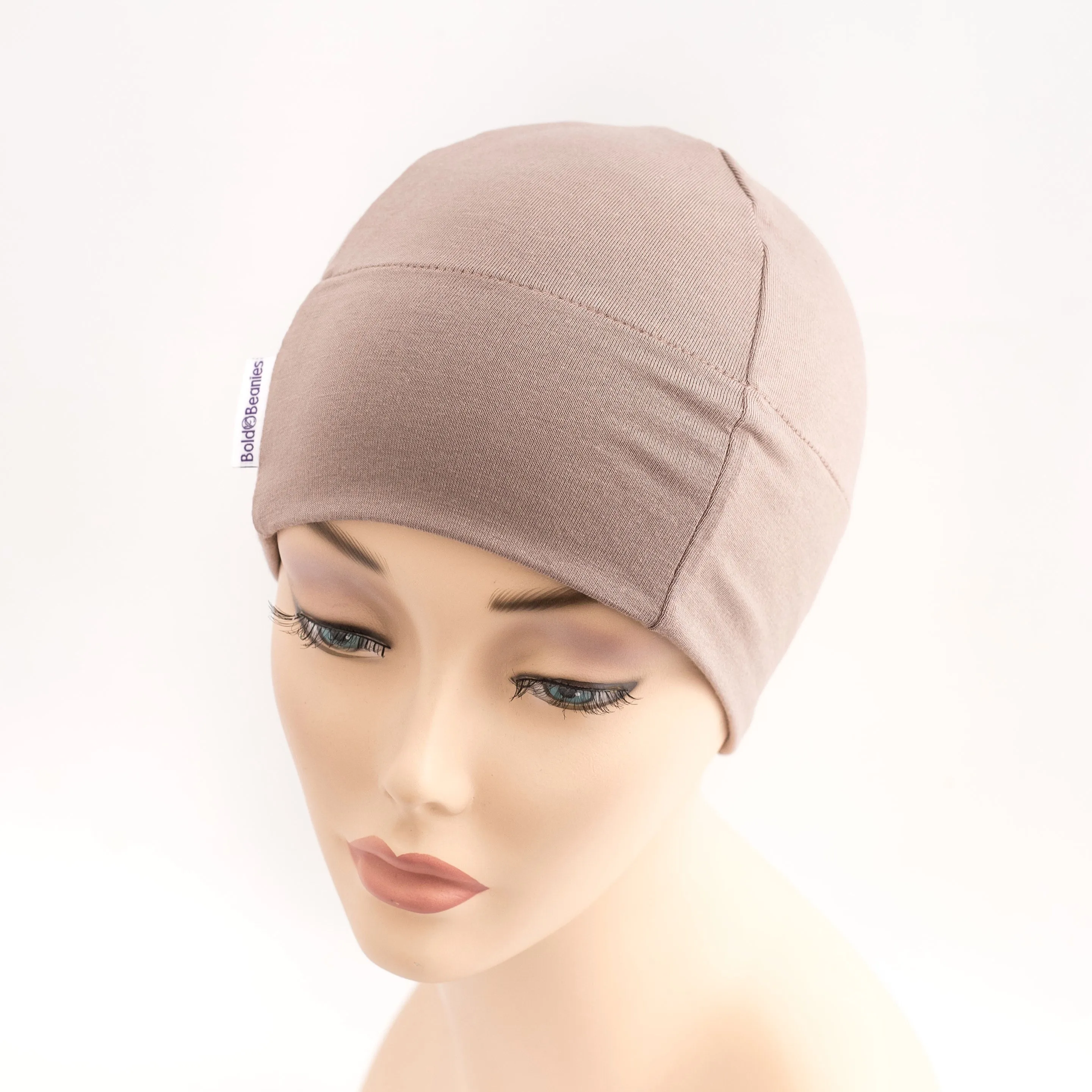 Taupe Plain Cotton Bold Beanies Hat