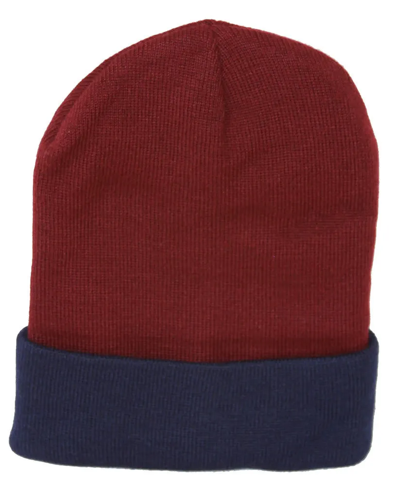 TopHeadwear's Winter Cuffed Beanie Cap Two Toned