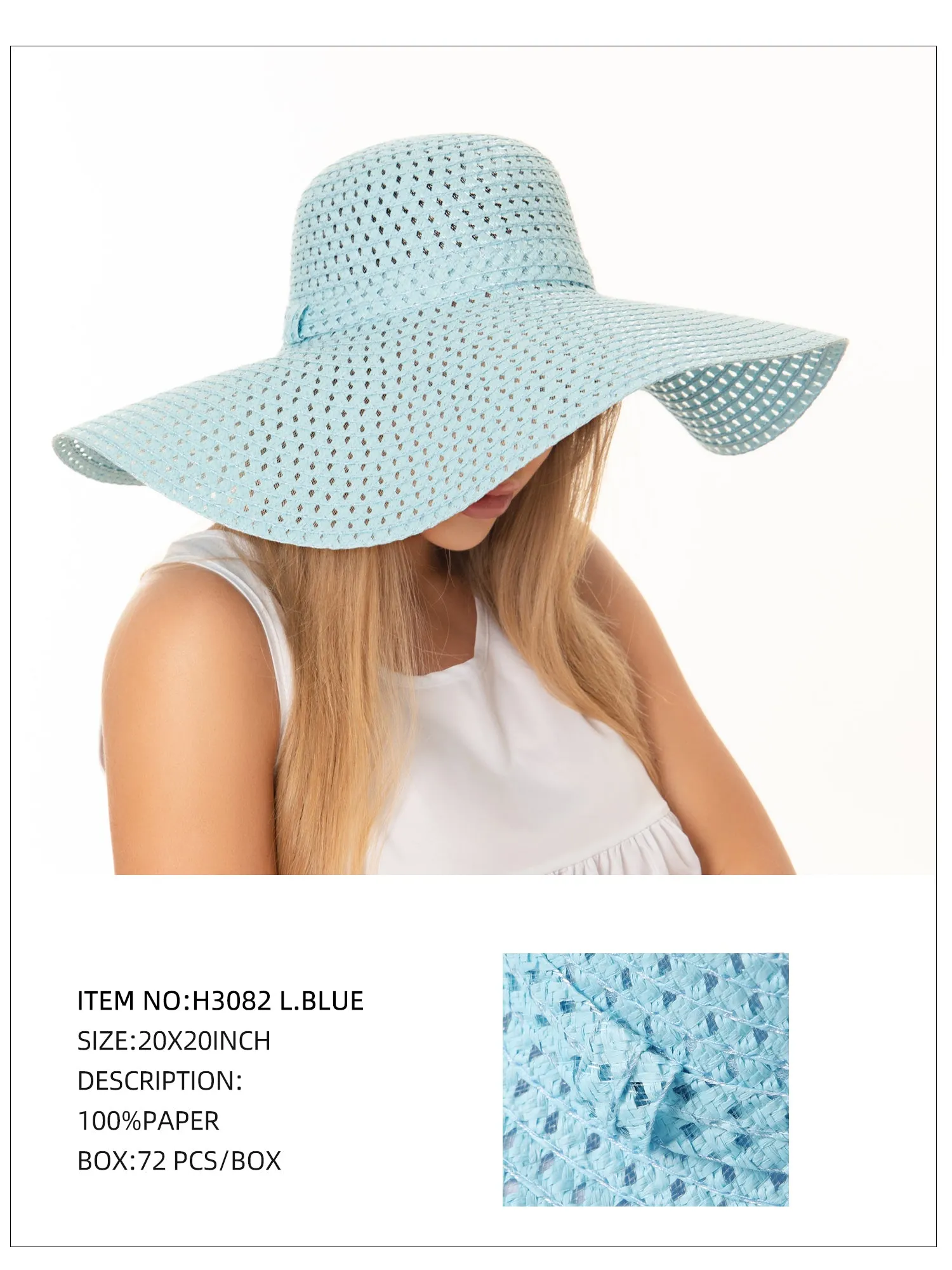 Wide Brim Sun Hat-Lt.Blue