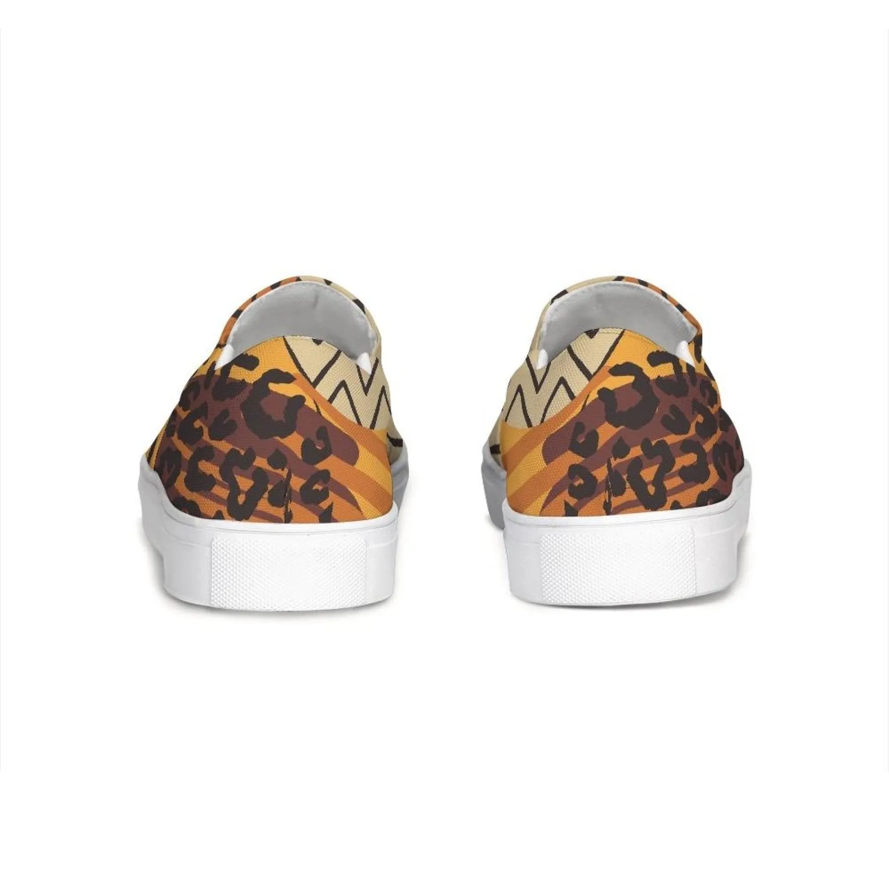 Womens Sneakers, Orange & Gold Low Top Slip-On Canvas Sports Shoes