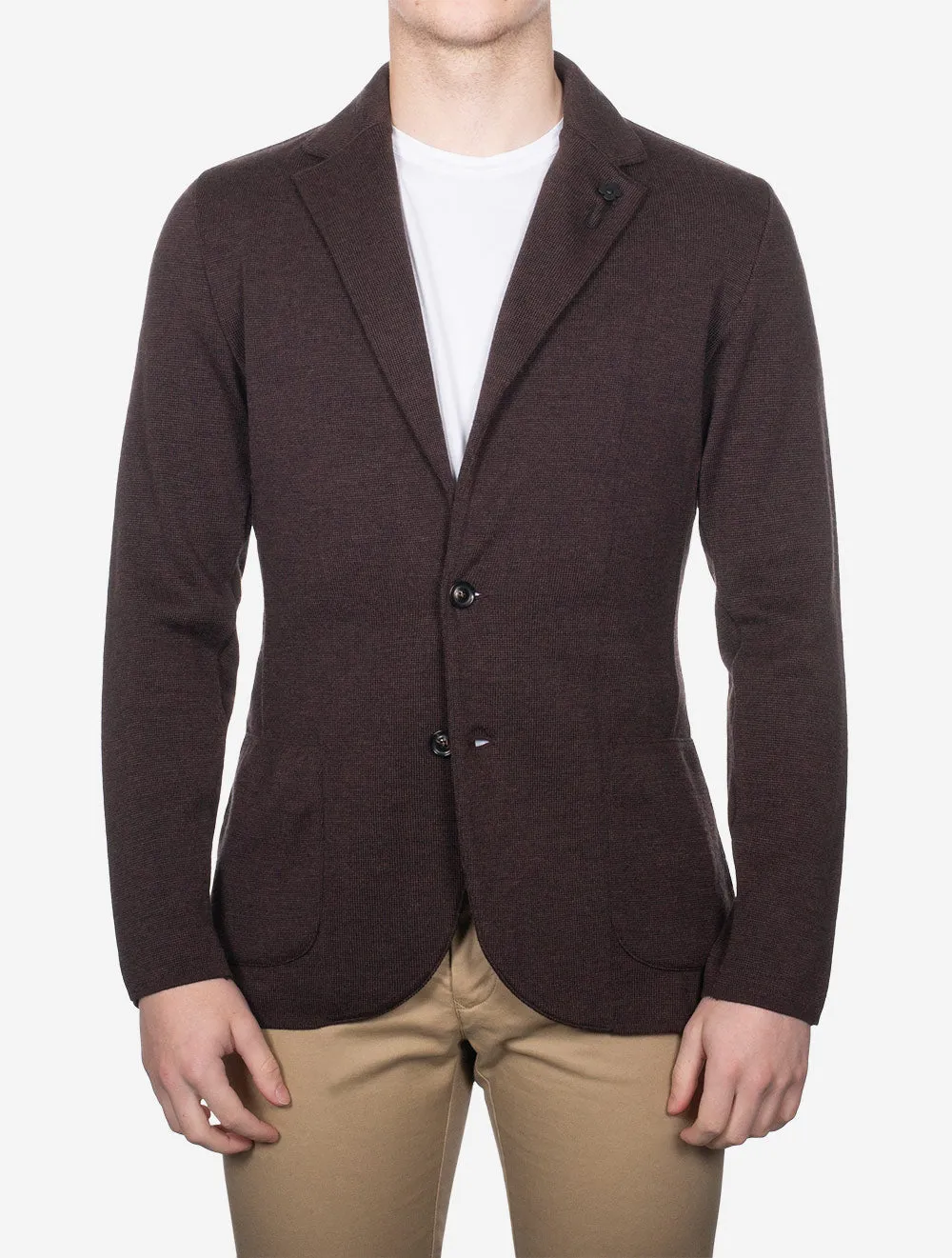 Wool Knit Jacket Brown