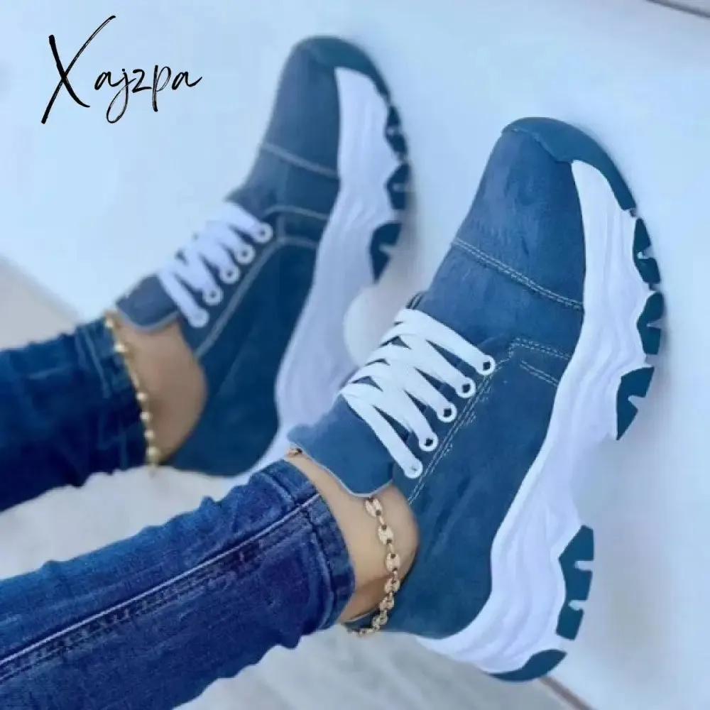 Xajzpa - Black Casual Daily Patchwork Contrast Round Comfortable Sport Shoes