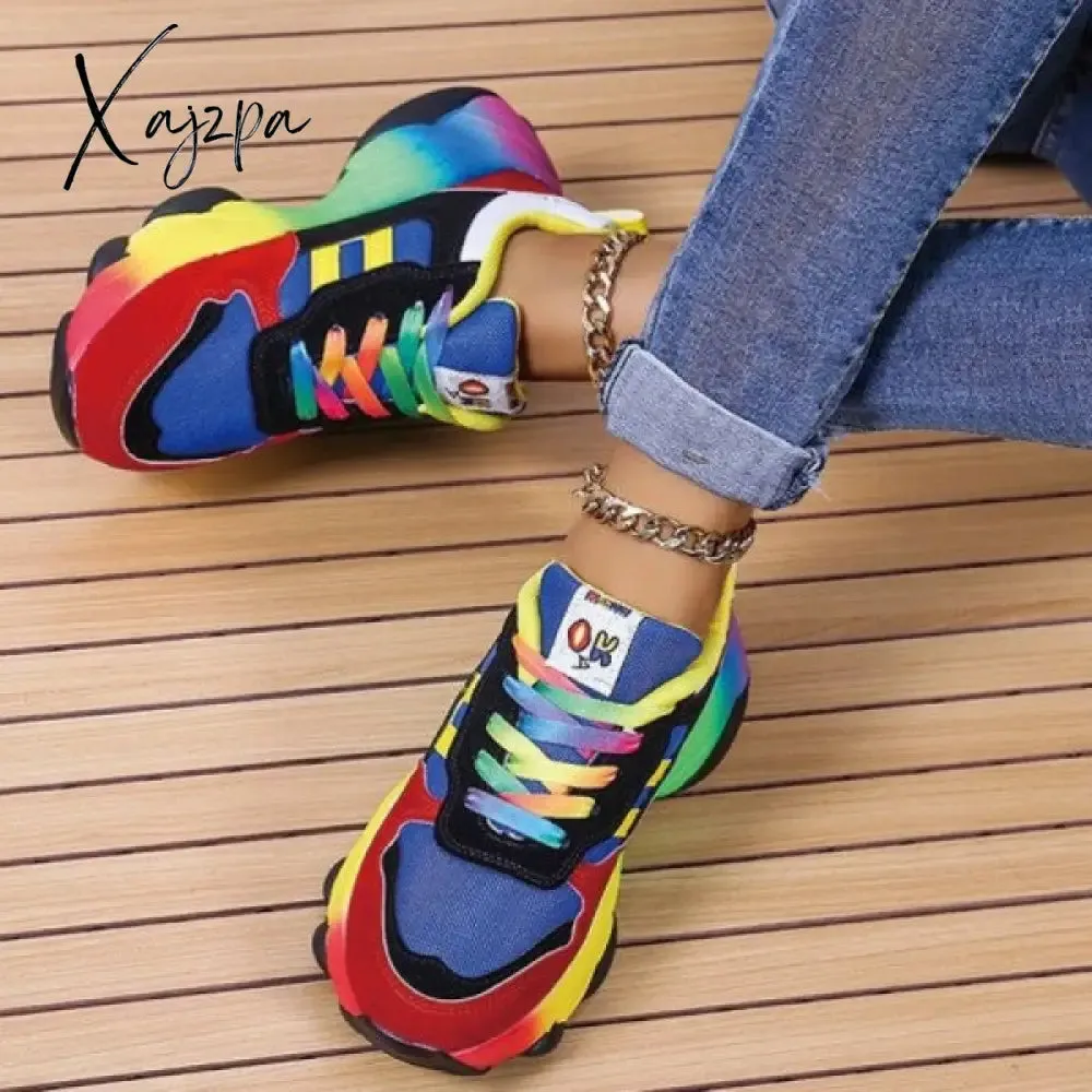 Xajzpa - Blue Casual Patchwork Round Comfortable Sport Shoes