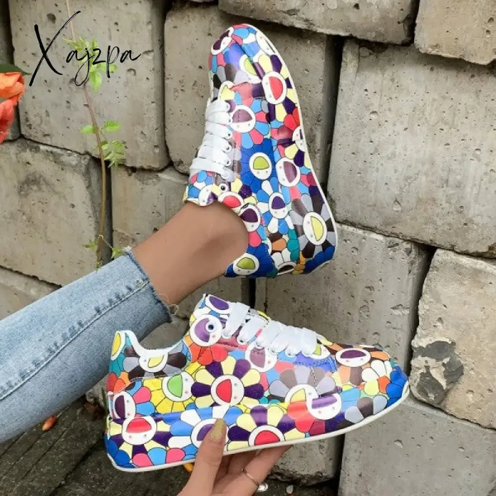 Xajzpa - White Casual Sportswear Daily Patchwork Printing Round Comfortable Out Door Sport Shoes